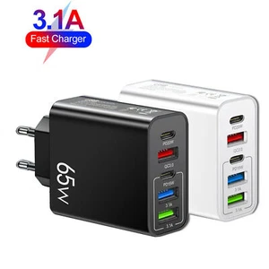 65W Charger Fast Charging Station 2type c PD+3USB Lightweight Portable Charger - Photo 1 sur 16