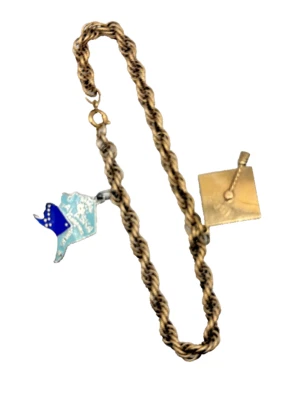 Pulsera de cadena de cuerda retorcida con dijes de tapa de grado 1964 del estado de Alaska y 8" Foto 1 de 3