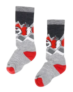 SmartWool L115148 Kids Grey/Red Wintersport Yeti Print Socks Size S - Picture 1 of 3