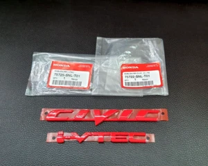 1 Pair CIVIC i-Vtec FD "RED" LOGO EMBLEM BADGE FOR REAR HONDA CIVIC FD 2006-2011 - Picture 1 of 10