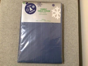 Trim A Home Fabric Table Cover Oblong 60” X 84” BLUE Satin Stripe NIP #BxSS-1 - Picture 1 of 6