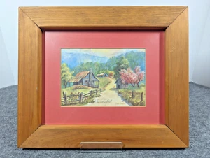 Vintage Archie Campbell Signed Watercolor Print Back Home Log-cabin Bulls Gap TN - Picture 1 of 8