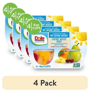 (4 pack) Dole Fruit Bowls No Sugar Added Cherry Mixed Fruit, 4 oz Cups (4 Pack) - Picture 1 of 10
