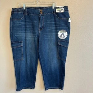 D. Jeans Recycled Denim Cargo Capri Plus Stretch Jeans Size 20W NWT - Picture 1 of 9