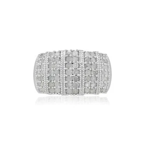 Natural 1.11 Ct Round Cut White Diamond Engagement Band Ring 925 Sterling Silver - Picture 1 of 7