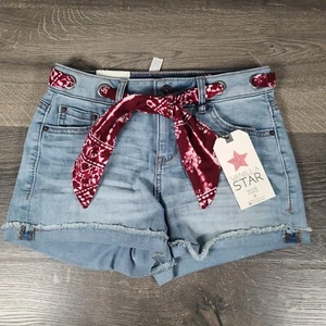 Vanilla Star Denim Jean Shortie Shorts Juniors Size 3 Mid Rise Cut-Off Cuffed - Picture 1 of 12