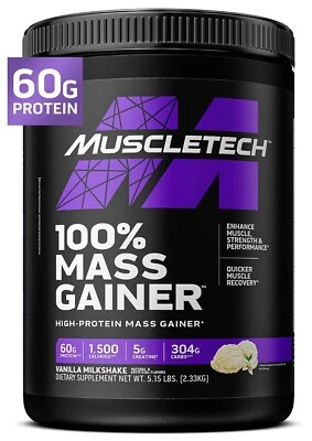 Batido de vainilla con alto contenido de proteína en polvo Mass Gainer 5,15 lb aumento de peso construcción muscular Foto 1 de 4