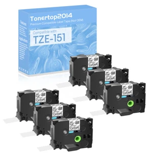 6PK TZ151 Tze151 Black on Clear Label Tape for Brother PTouch PT-D600 PT-520 1" - Picture 1 of 14