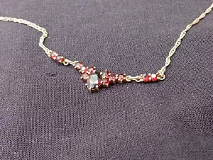 JUGENDSTIL GRANAT KETTE Silber 925 vergoldet COLLIER BÖHMEN um 1900 - Bild 1 von 13