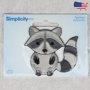 Cute Racoon-Simplicity Embroidered Iron On Patches Shiny Silver Gray Applique - Picture 1 of 2