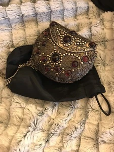 Vintage - Sajat Silver Metal Purse Semi Precious Amethyst Stones - Picture 1 of 12