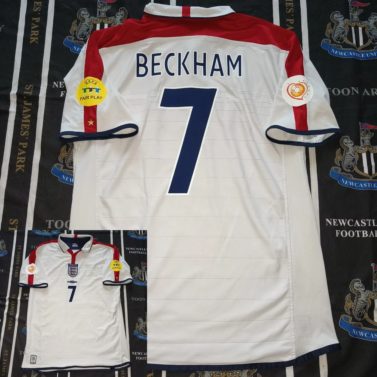 England Football　アンティーク ENGLAND 2003 2004 GERRARD HOME SHIRT REVERSIBLE FOOTBALL SOCCER