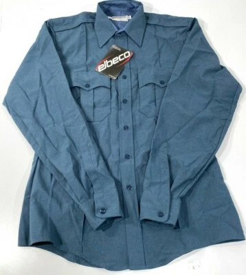 全新 ELBECO 男式 TexTrop2 长袖聚合物衬衫 319N 法国蓝色 16 x 37 — 第 1/2 张图片