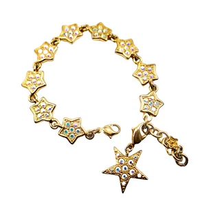 Kirk's Folly Stars Bracelet 7-8.5" Star Charm Dangle AB Rhinestones Vintage - Picture 1 of 5