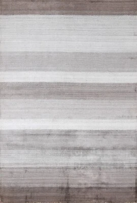 Soft Plush Contemporary Striped Gabbeh 6'x8' Area Rug Hand-knotted Wool Carpet - Image 1 of 4