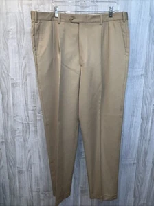 VTG JB Britches Khaki Worsted Wool Men’s Pants Pleated Cuffed 38x32 Casual Work - Picture 1 of 12