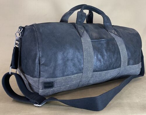 TOMS Black Leather with Grey Canvas  22” Carry On Weekender Medium Duffel Bag