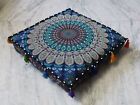 Handmade All Size Square Cotton Blue Peacock Style Art Cushion Pillows Covers US