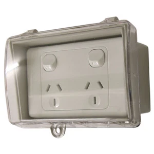 GPO Double Power Point + Weatherproof Clear Lid Box Lock Waterproof FREE POST - Picture 1 of 10