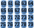 #60-79 Number Sweatband Wristband Football Baseball Basketball Light Blue Black