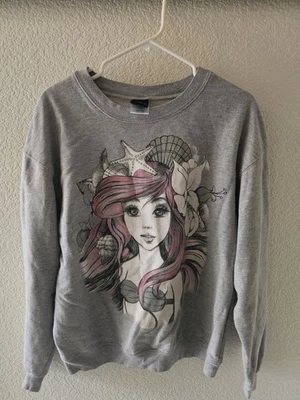 NIÑAS DISNEY PRINCESA ARIEL RETRATO GRIS SUDADERA LG 11-13. MUY BUEN ESTADO. Foto 1 de 4