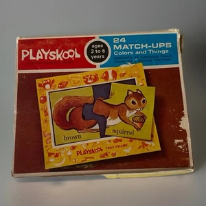 Vintage 1972 Playskool Colors and Things Match-Ups Picture Puzzle Tray Game - Picture 1 of 11