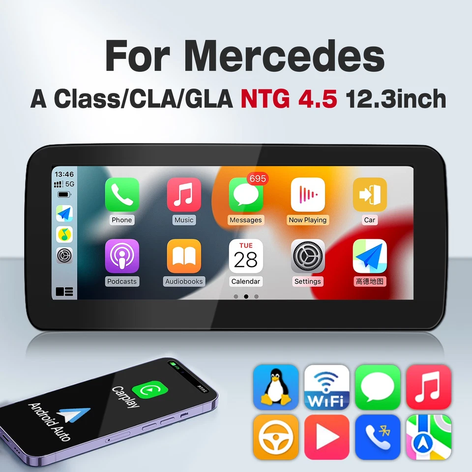 Android Auto Stereo Kabellos Carplay Linux Mercedes A/GLA/CLA W176 X156 NTG 4.5 - Bild 1 von 4