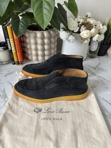 £800 Auth Loro Piana Navy Blue Suede Open Walk Shoes, Loro Piana Loafers, 5 UK - Picture 1 of 15