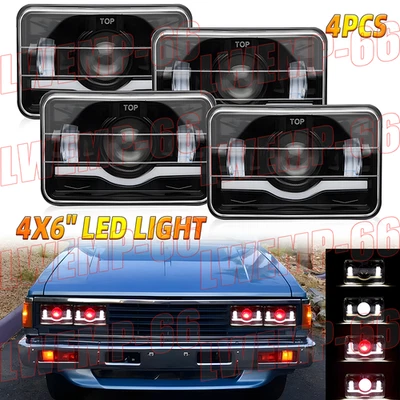 4PCS 4x6" Projector LED Headlights Hi/Lo Beam DRL Fit For Nissan 720 1983-1986 - Image 1 of 4