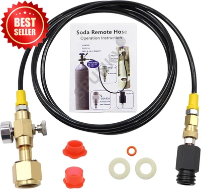 CGA320 to TR21-4 CO2 Tank Adapter w/Gauge & Bleed Valve 60in Hose for SodaStream - Image 1 of 4