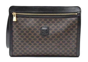 CELINE [Rango AA] Macadam Blason Bolso sin asas Cartera Bolsa Negro De colección Segunda Cremallera - Imagen 1 de 15