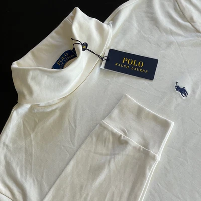 NWT POLO RALPH LAUREN Ivory Long Sleeve Soft Cotton Turtleneck Shirt L *READ* - Image 1 of 4