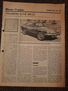 Motorhändler Servicedaten Juli 1970 Triumph GT6 Mk2 viele technische Details - Bild 1 von 6