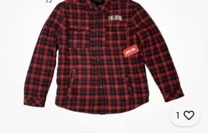 Full Send Gr. LARGE Whistler Sherpa Flanell Jacke bestickt Patch rot schwarz - Bild 1 von 7