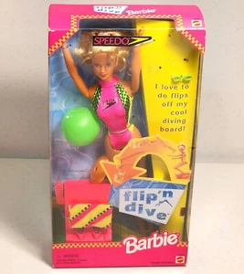 Speedo Flip 'n Dive Barbie Does Flips 1997 Mattel NRFB Pieces Fell Inside Box - Picture 1 of 7