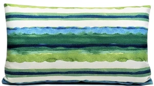Funda de almohada exterior a rayas acuarela verde y azul 12"x20"" lumbar horizontal - Imagen 1 de 6