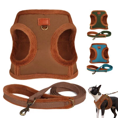 Fleece Hundegeschirr und Leine Kleine Hunde Winter Weste Brustgeschirr Chihuahua - Bild 1 von 4