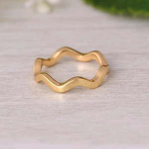 Solid 925 Silver Wave Band Ring Simple Daily Wear Plain Ring For Birthday Gift - Picture 1 of 6