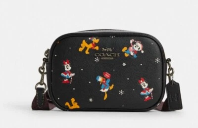 NWT Coach CN027 Disney Mini Jamie Camera Bag with Holiday Print Black Multi - Image 1 of 4