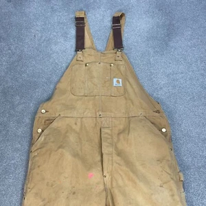 Carhartt Dungarees Adult 42x32 Tan Overalls Carpenter Quilted Double Knee Mens - Picture 1 of 10