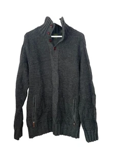Timberland Knit Grey Quarter Sweater Jumper Chunky Lambswool Fisherman Large - Picture 1 of 14