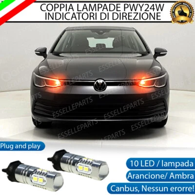COPPIA LAMPADE LED PWY24W VW GOLF 8 VIII CANBUS LED FRECCE ANTERIORI NO ERRORE - Immagine 1 di 3
