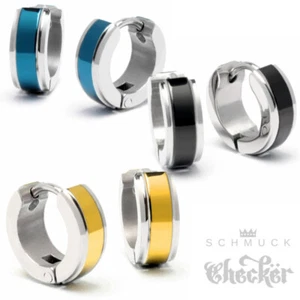 Mini Klapp-Creolen Ohrringe aus Edelstahl silber gold schwarz blau 10mm Ø - Bild 1 von 9