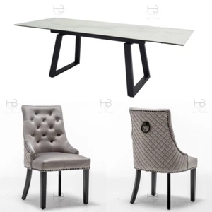 Sante WHITE Ceramic Extending Dining Table - Black - 160 to 240 cm - 10 seater - Picture 1 of 45