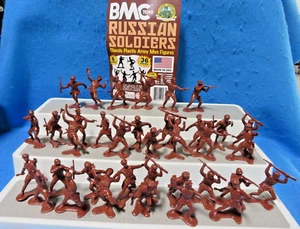 Marx Reissue WWII Russian infantry, 36 figures in 6 Poses, 54mm, Brown - Picture 1 of 5
