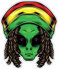 Alien Rasta Funky Face Reggae Marijuana Car Bumper Vinyl Sticker Decal 4.6"