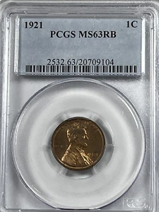 Centesimo Lincoln 1921: PCGS MS63RB - Foto 1 di 4