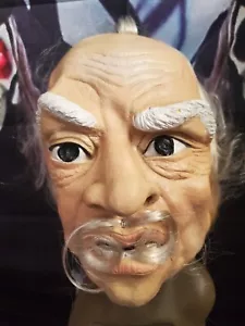 Vintage 1987 Cesar Vinyl Long Hair old Man Halloween Mask New Old Geezer - Picture 1 of 21