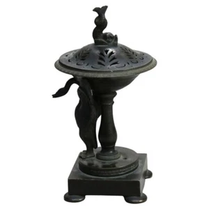 Antique Neoclassical Bronze Figural Sensor with Dolphin & Swan C1890 - Picture 1 of 8