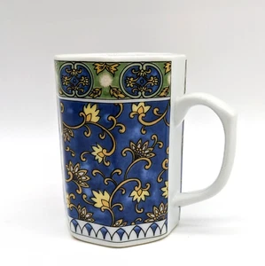 Vtg Kanesho Style Octagonal Porcelain Mug Blue Oriental Design-No Gold Trim - Picture 1 of 6
